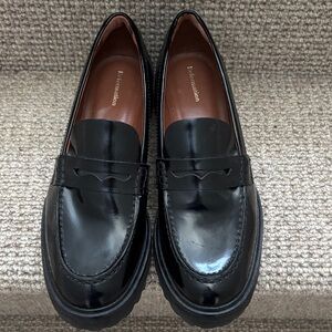 Reformation Agathea Black Slip-On Chunky Loafers, 8.5